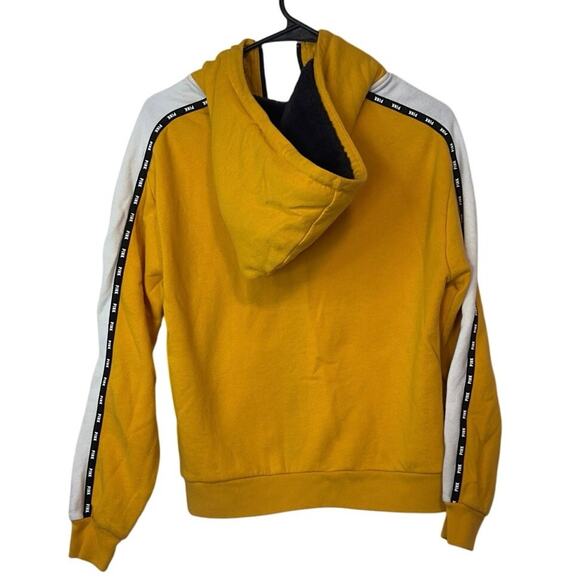 Victoria’s Secret PINK Zip Up Hoodie Size XS Yellow Black Fur Lined Hood Cozy - Picture 2 of 10